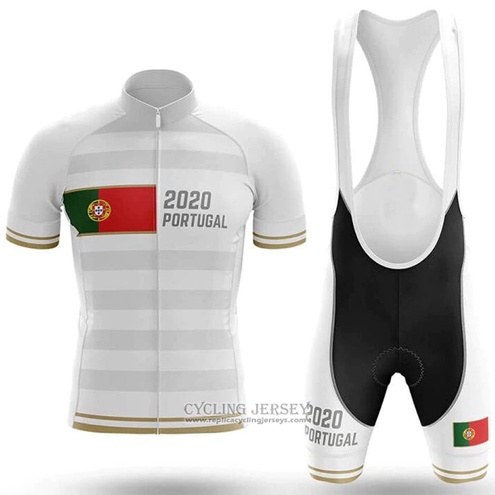 2020 Cycling Jersey Champion Portugal White Short Sleeve And Bib Short(1)